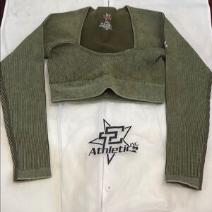 TC Athletics Ribbed Long Sleeve Workout Top ~ Army Green